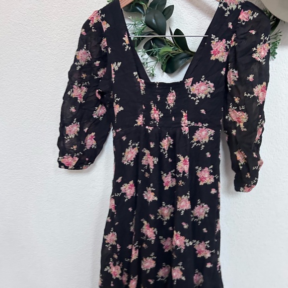 Free People Women's size 0 Black Sea Glass Floral Maxi Dress Lined Boho Flowy - Picture 9 of 16